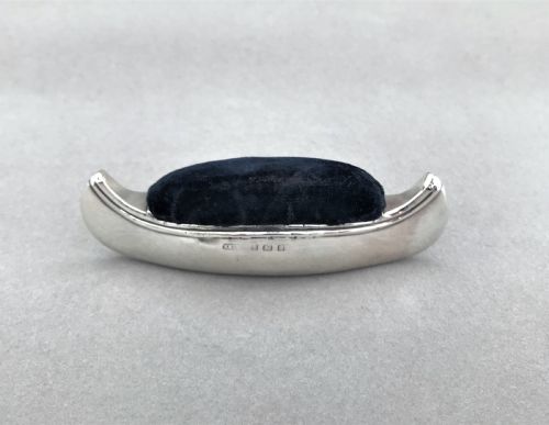 A Rare Edwardian Silver Novelty 'Canoe' Pin Cushion