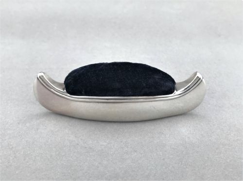 fig 1. A rare Edwardian silver novelty 'canoe' pin cushion