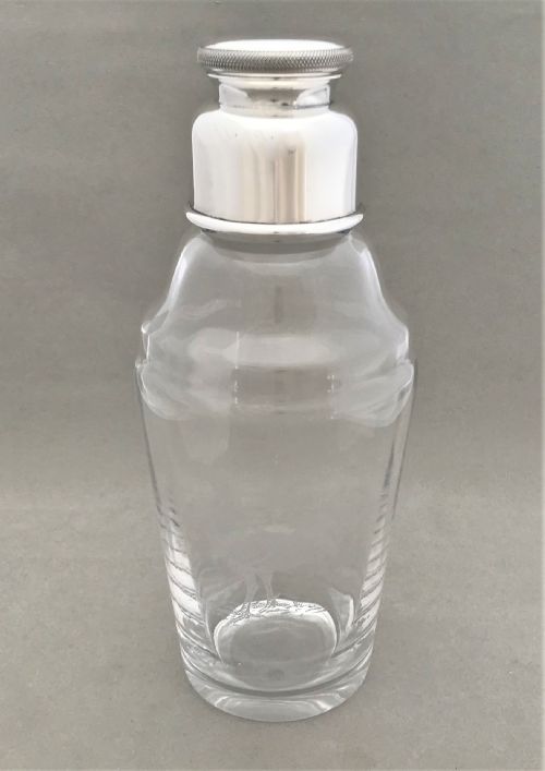A Superb Art Deco Silver Plated & Glass Cocktail Shaker