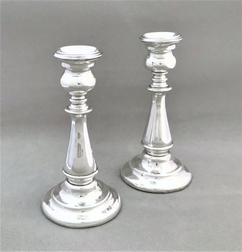 A Handsome Pair of Chester Silver Candlesticks