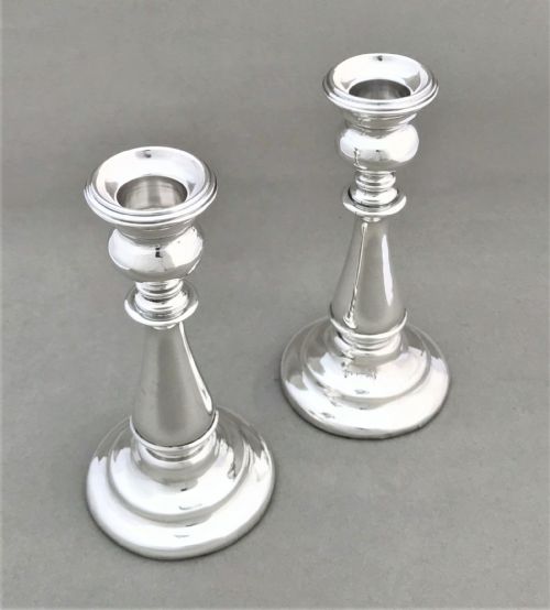 fig 1. A handsome pair of Chester silver candlesticks