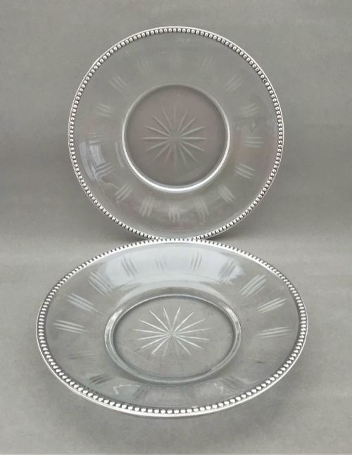 A Gorgeous Pair of French Silver Mounted Cut Glass Plates