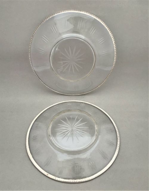 fig 1. A Gorgeous Pair Of French Silver Mounted Cut Glass Plates