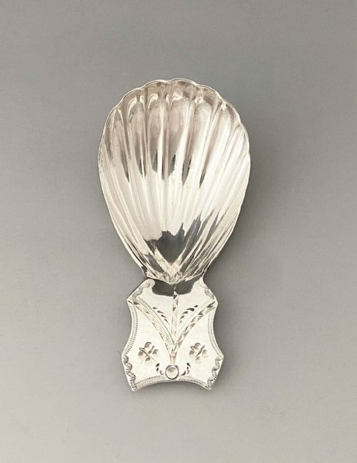 fig 1. A charming Georgian bright cut silver caddy spoon