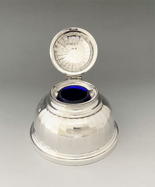 fig 1. A fabulous large panelled silver inkwell
