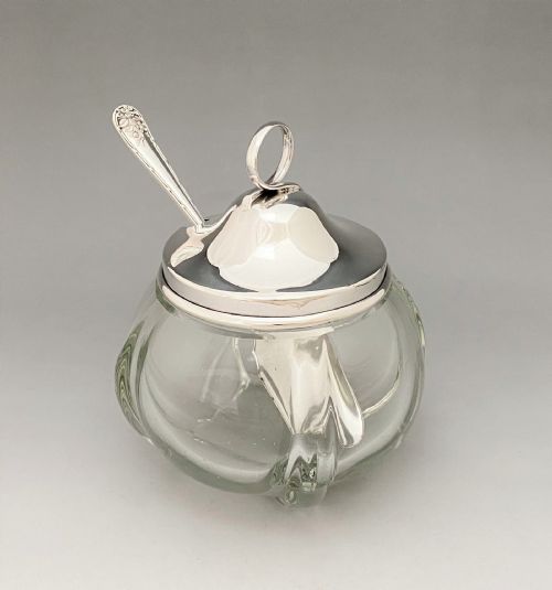 fig 1. A charming Art Nouveau silver lidded preserve jar & spoon