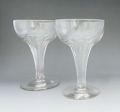 fig 1. A pair of large hollow stem champagne glasses