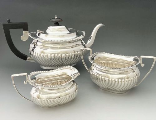 fig 1. A superb Family size, three piece silver tea set