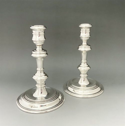 A Handsome Pair of George I Style Silver Candlesticks