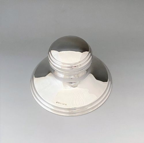 A Stylish Silver Capstan Inkwell