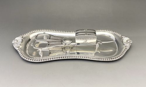 An Outstanding Georgian York Silver Candle Snuffer/ Wick Trimmers and Tray