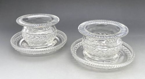 A Rare Pair of Georgian Regency Period Cut Glass Salts