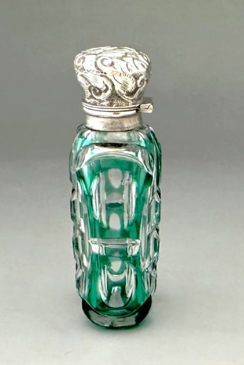 fig 1. A gorgeous Victorian silver mounted overlay scent bottle