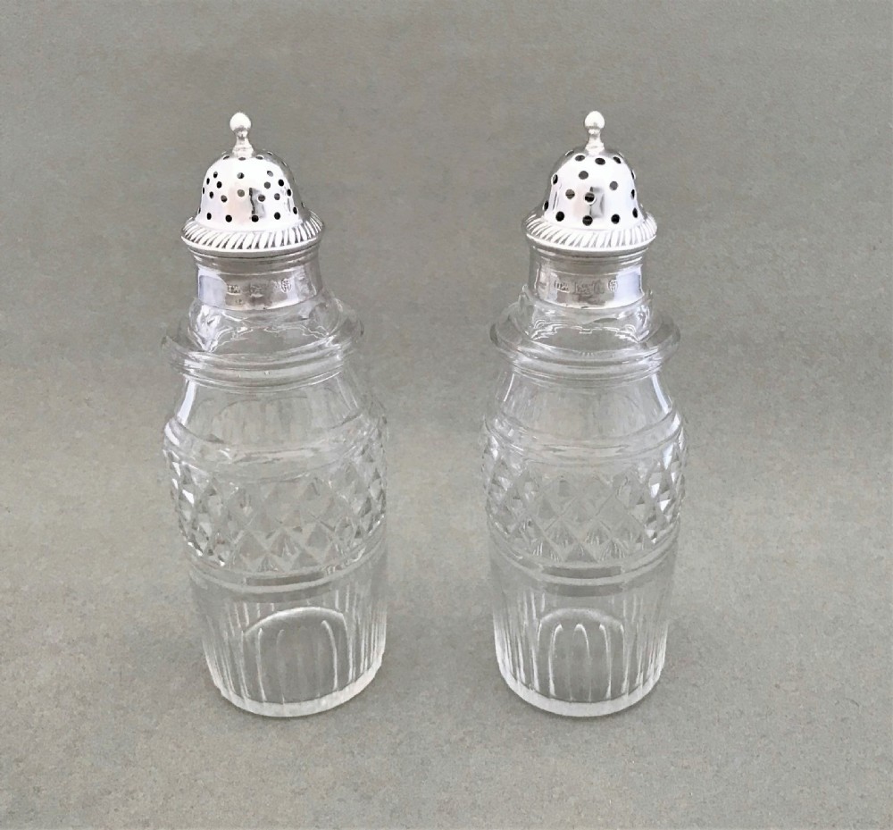 A fabulous pair of Regency silver mounted casters