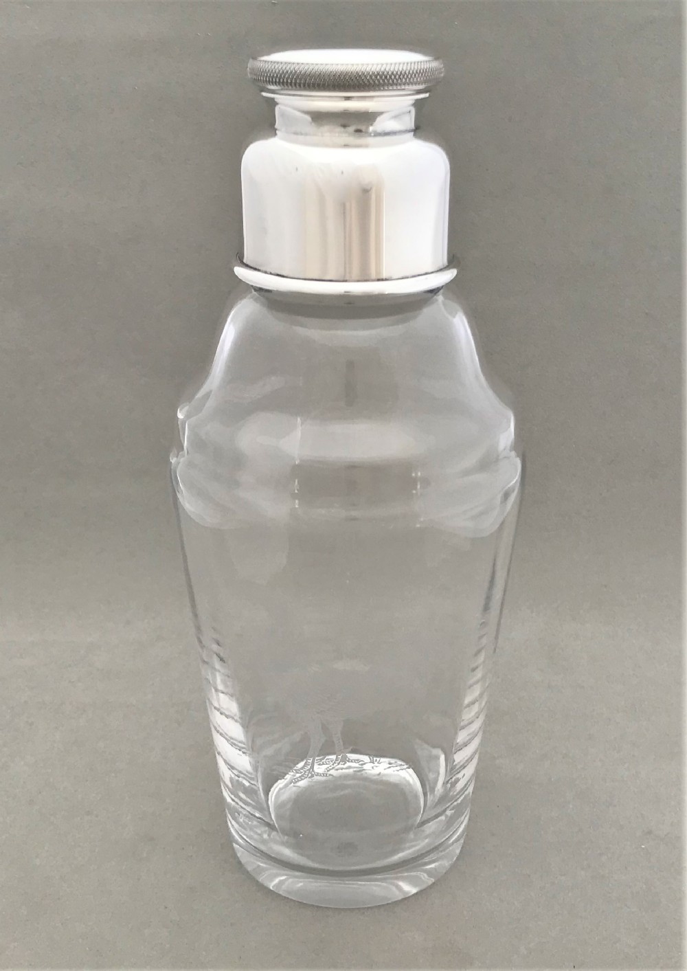 A superb Art Deco silver plated & glass cocktail shaker