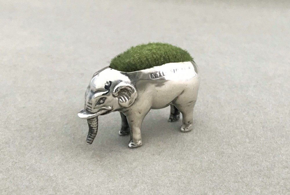 A rare & collectable silver elephant pin cushion