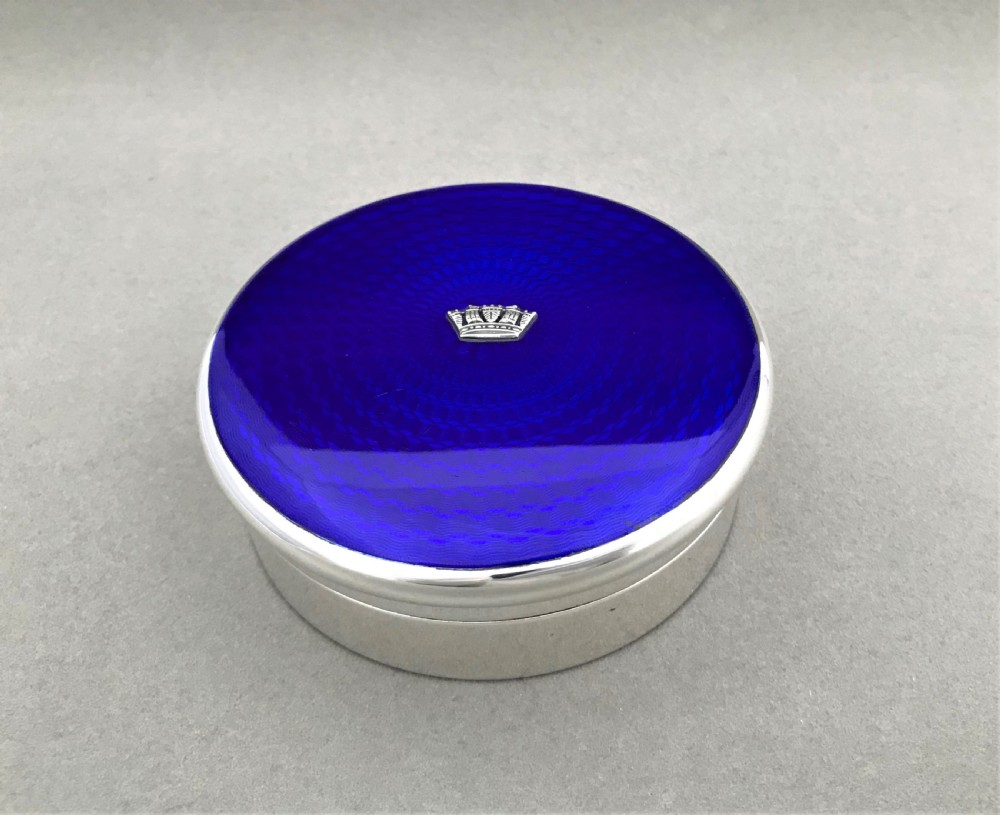 A superb all silver & guilloche enamel jewel box