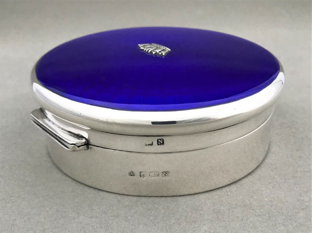 A superb all silver & guilloche enamel jewel box View V