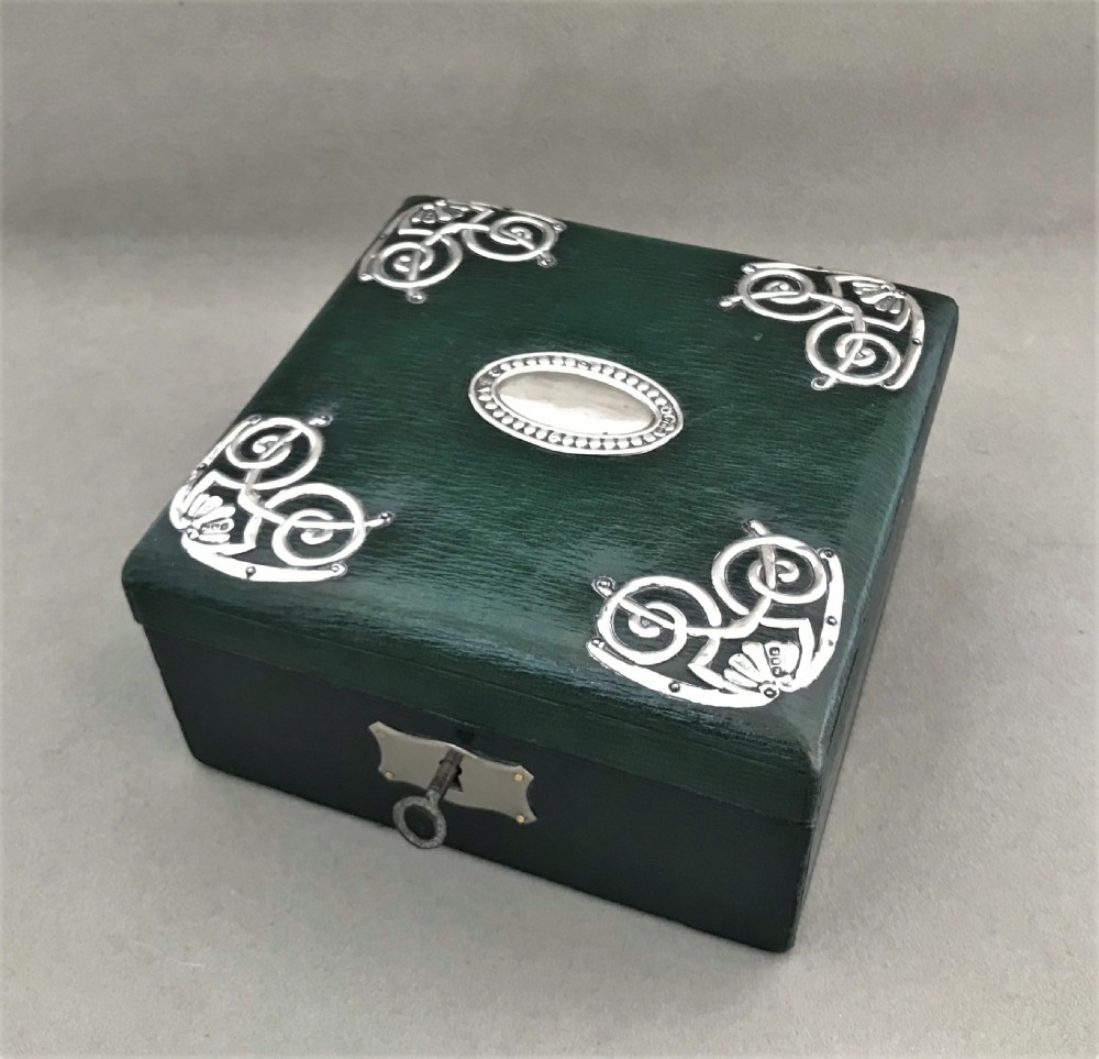 A gorgeous silver mounted leather jewel box  