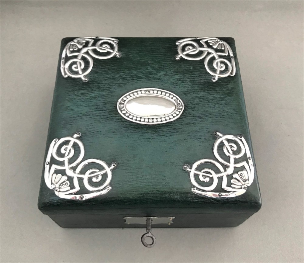 A gorgeous silver mounted leather jewel box   View II