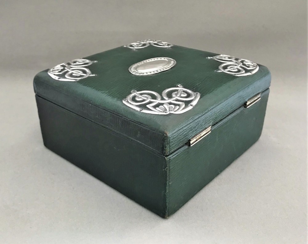 A gorgeous silver mounted leather jewel box   View IV