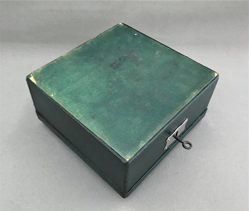A gorgeous silver mounted leather jewel box   View V