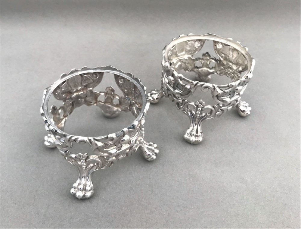 A magnificent pair of Victorian silver salt tubs & spoons View IV