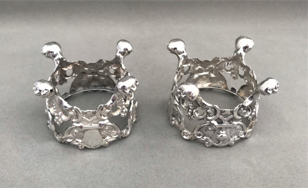 A magnificent pair of Victorian silver salt tubs & spoons View V