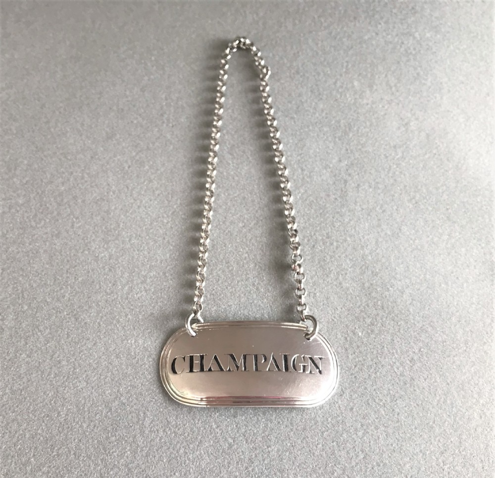 An extremely rare Georgian silver 'Champaign' Brandy label View II