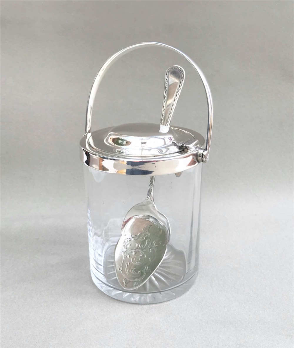 A superb Edwardian silver plated preserve jar & spoon