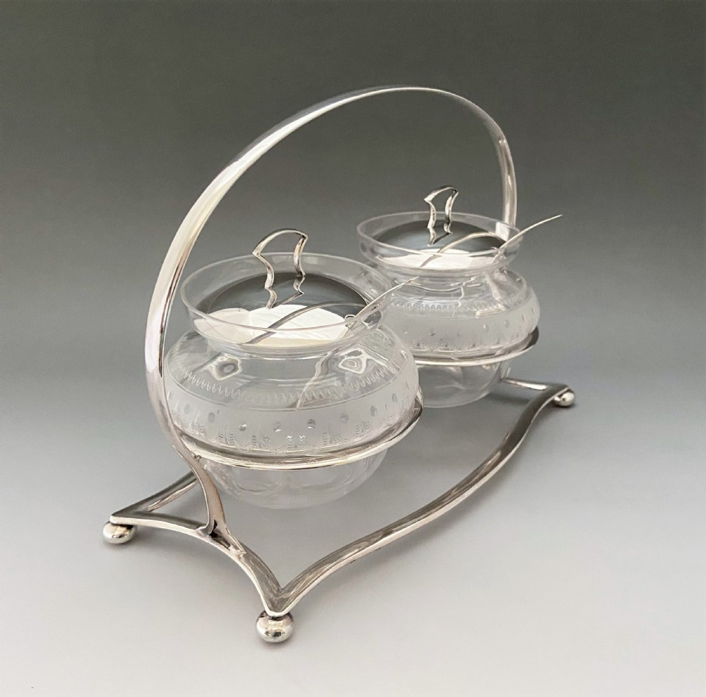 A fabulous silver plated double preserve stand View IV