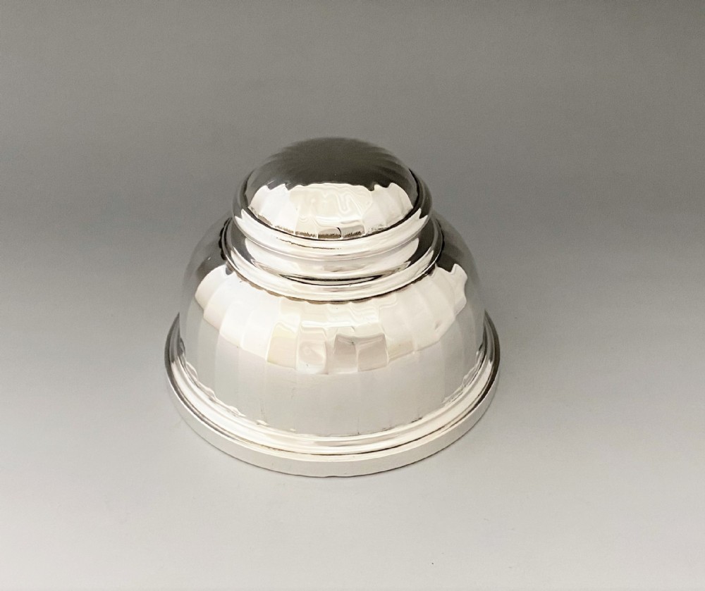 A fabulous large panelled silver inkwell
