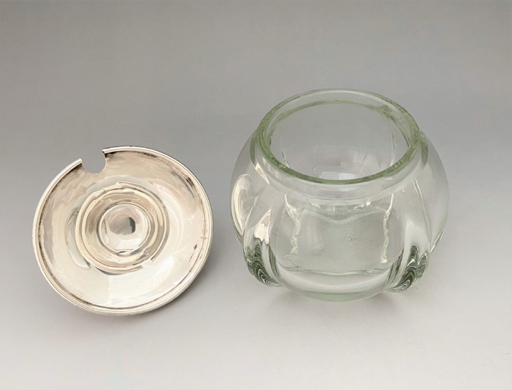 A charming Art Nouveau silver lidded preserve jar & spoon View V