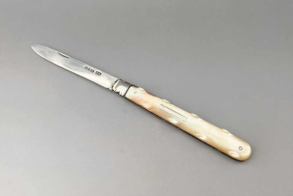 A fine Victorian silver & mother-of-pearl fruit knife View III