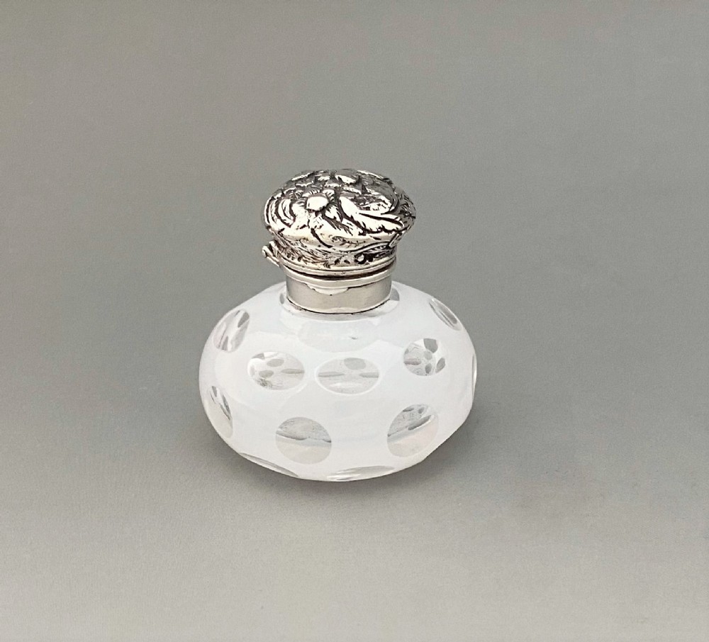 An exquisite Victorian silver mounted vinaigrette in the Bohemian taste