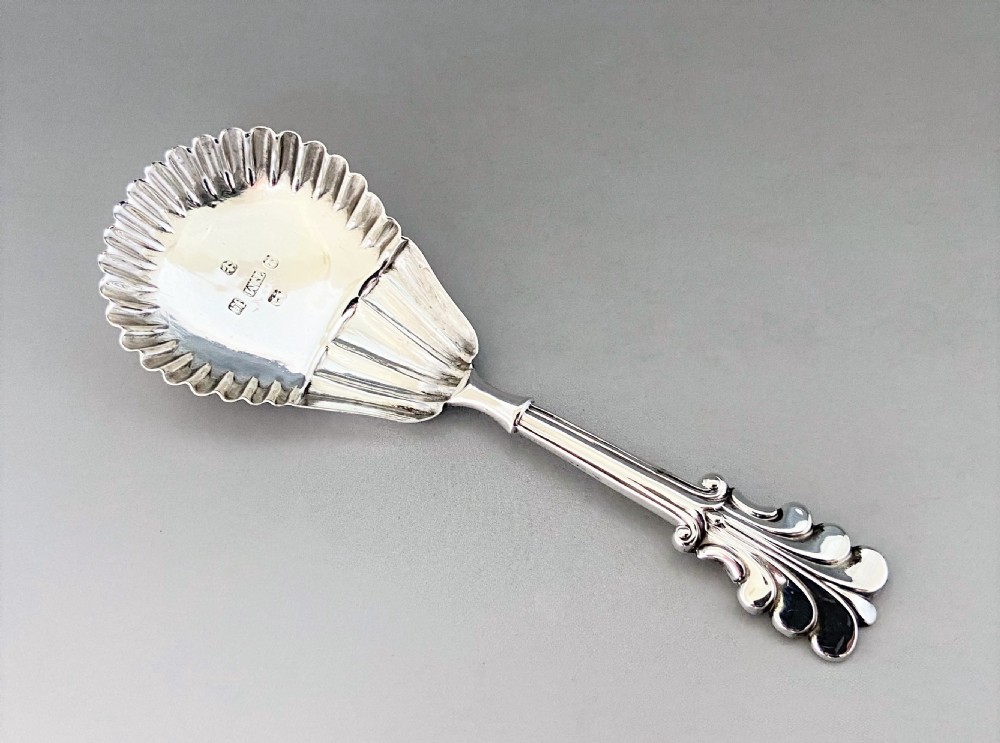 An unusual William IV silver caddy spoon View VI