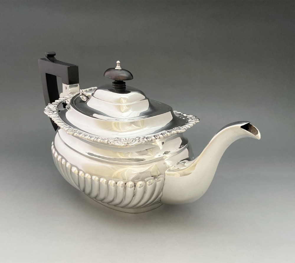 A superb Family size, three piece silver tea set View III