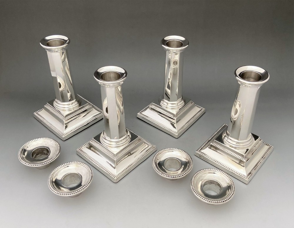 A rare set of four Art Deco silver candlesticks View IV