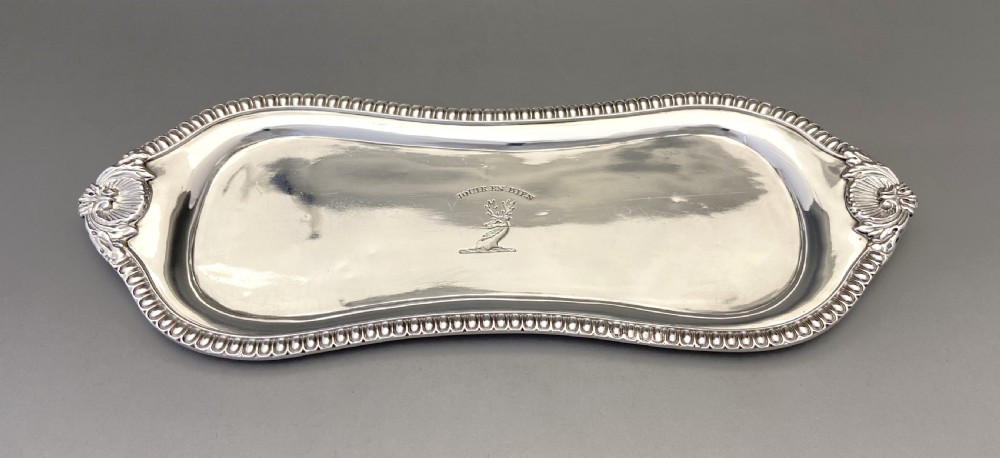 An outstanding Georgian York silver candle snuffer/ wick trimmers and tray View VI