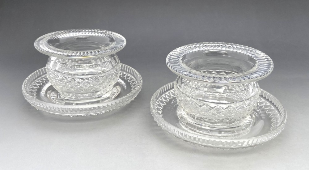 A rare pair of Georgian Regency period cut glass salts