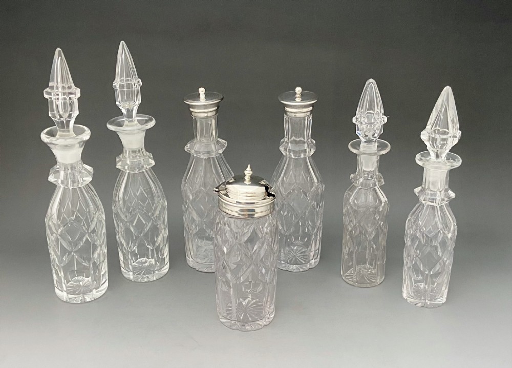 A wonderful Georgian Silver & cut glass table cruet set View X