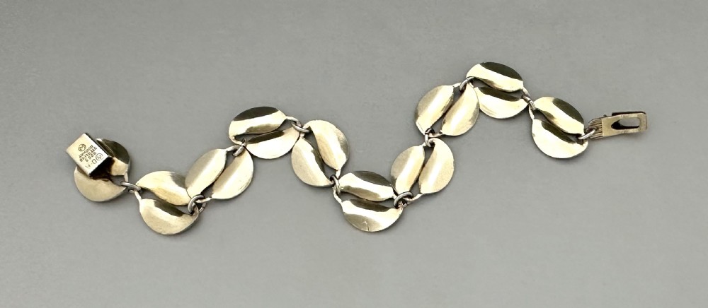 An attractive mid century silver & enamel bracelet by David Andersen View VI