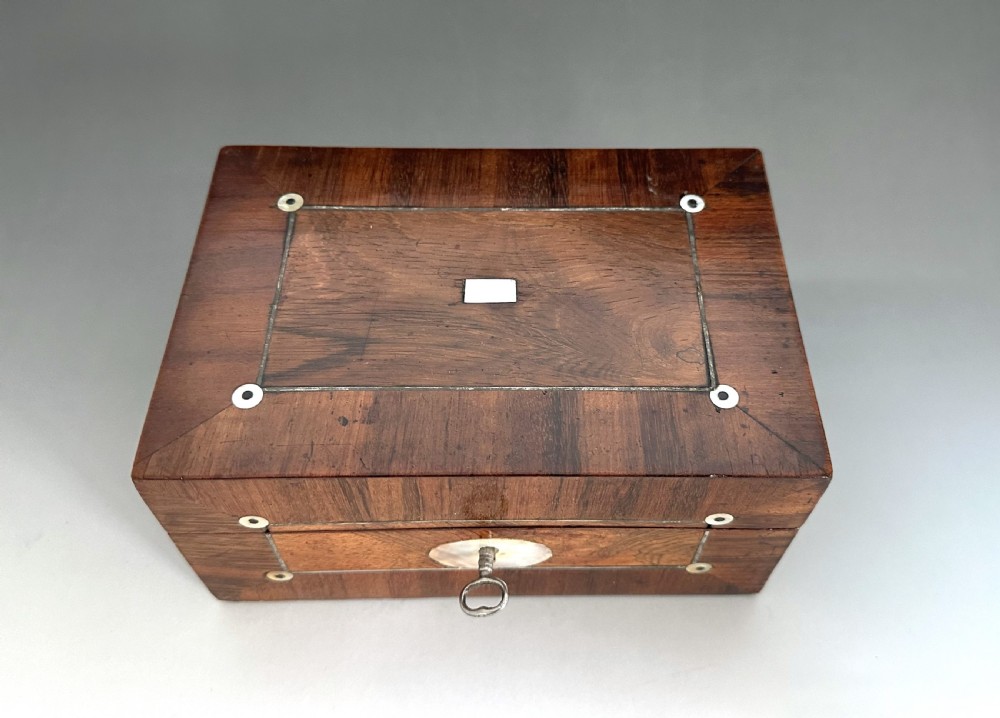 A gorgeous early Victorian rosewood sewing box View III