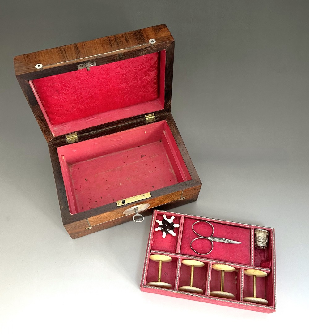 A gorgeous early Victorian rosewood sewing box View VI