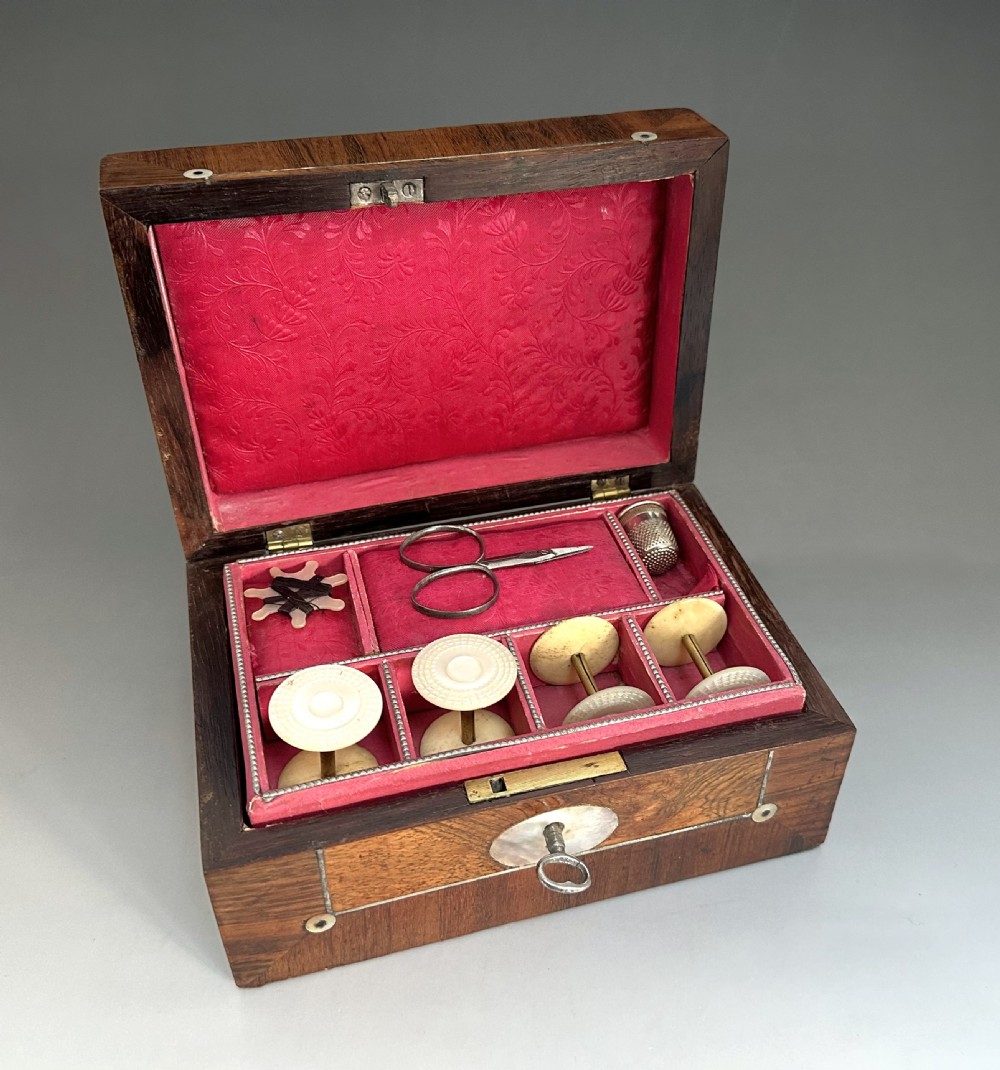 A gorgeous early Victorian rosewood sewing box View VIII