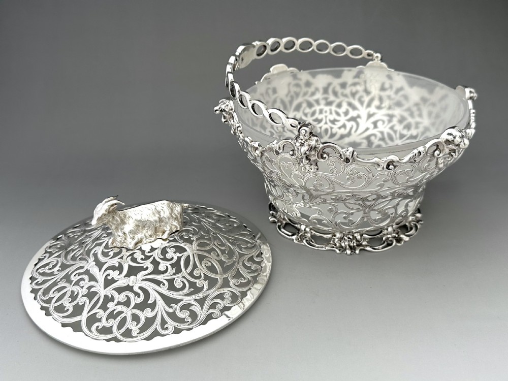 An outstanding early Victorian silver & glass butter dish View VIII