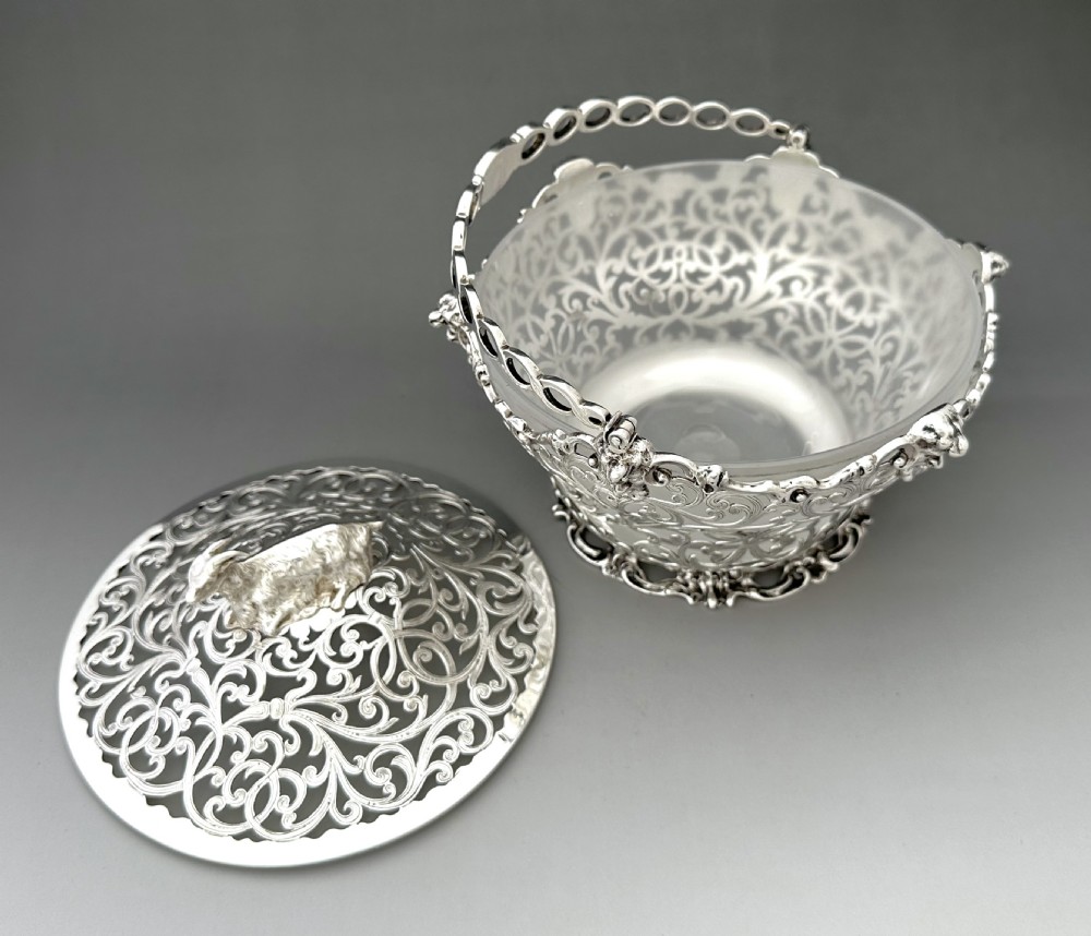An outstanding early Victorian silver & glass butter dish View IX
