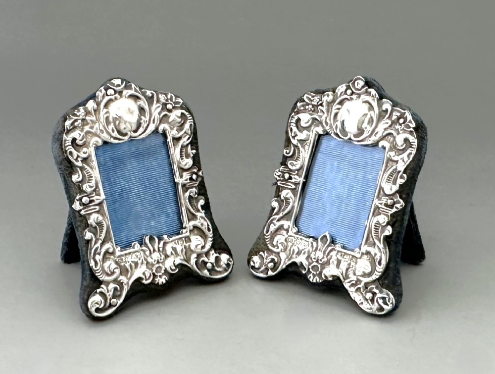 A Charming Pair Of George V Silver Miniature Photo Frames