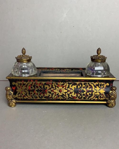 A 19THC FRENCH BOULLE DESK STANDISH - ADDITIONAL PHOTO 1
