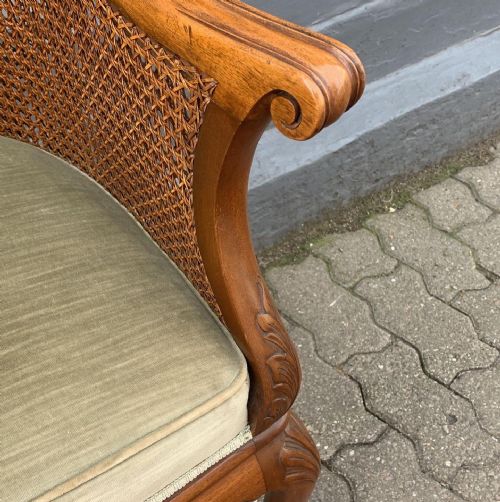 A WALNUT BERGERE ARMCHAIR - ADDITIONAL PHOTO 3